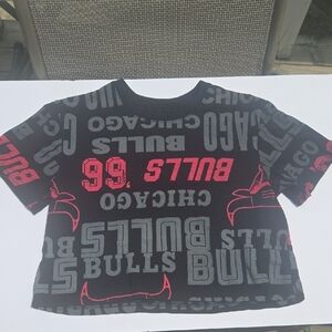 NBA Chicago Bulls Black and Red Crop Top